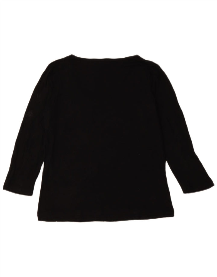 Hobbs Haut Femme Manches 3/4 UK 12 Medium Noir Viscose