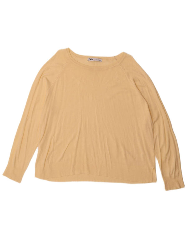 Zara Womens Boat Neck Jumper Sweater UK 18 XL Yellow