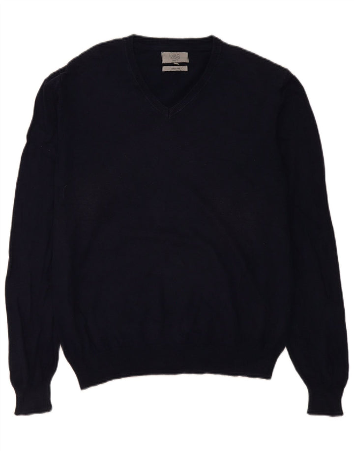 Marks & Spencer Pull Regular Fit Col V Homme Bleu Marine Moyen
