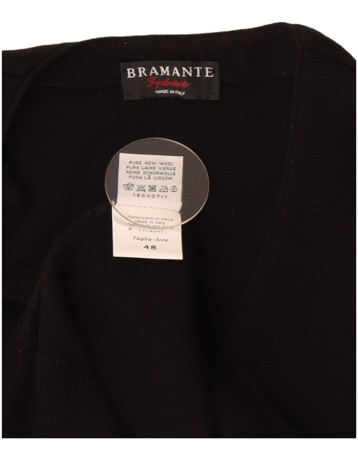 Bramante Pull Cardigan sans Manches Homme IT 48 Laine Vierge Noir Moyen