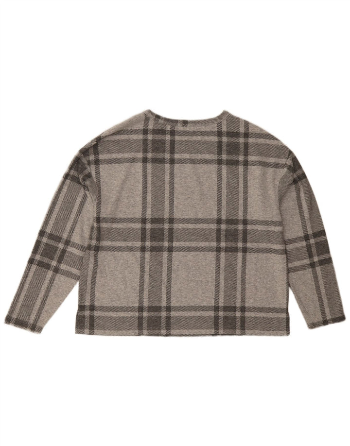 Marks & Spencer Haut Femme Manches Longues UK 44 Grand Gris Plaid Polyester