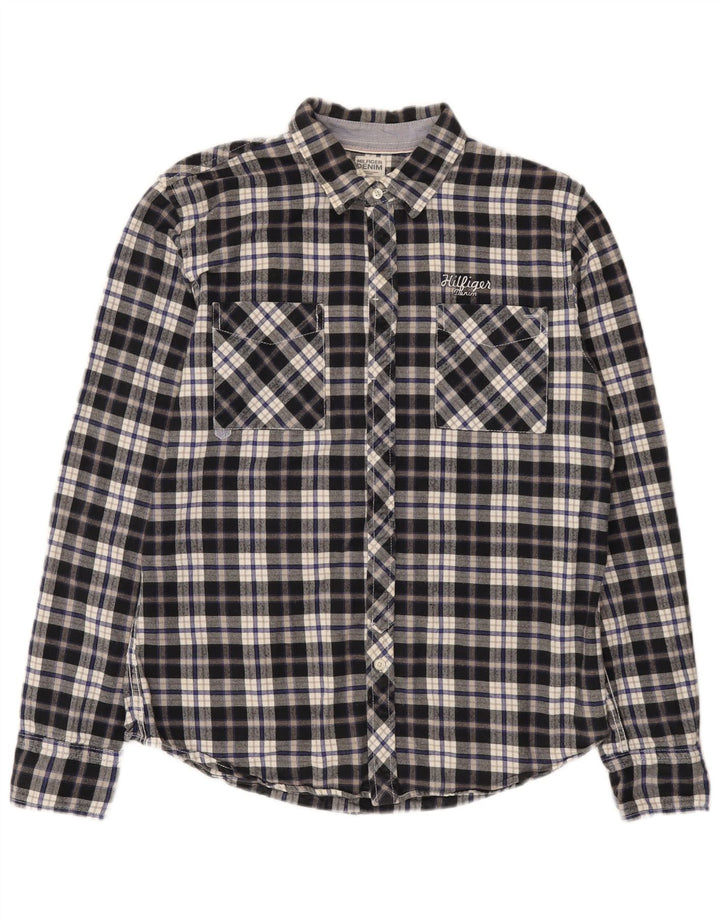 Tommy Hilfiger Chemise en flanelle pour homme en coton à carreaux bleus