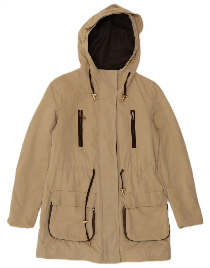 Zara Parka à capuche pour femme UK 6 XS Beige Polyester