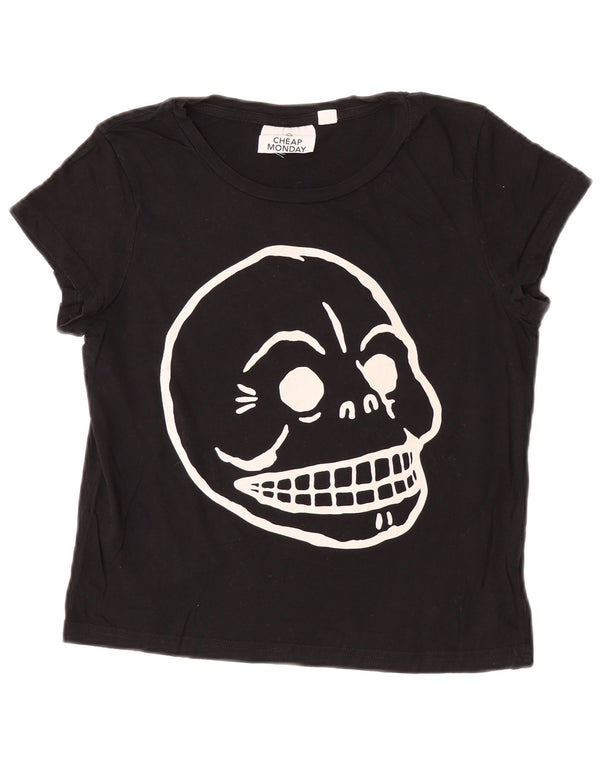 Cheap Monday T-shirt court graphique pour femme UK 42, coton noir moyen