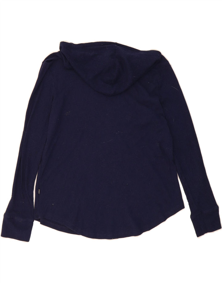 EDDIE BAUER Womens Hooded Top Long Sleeve UK 14 Medium Navy Blue Polyester Vintage Eddie Bauer and Second-Hand Eddie Bauer from Messina Hembry 