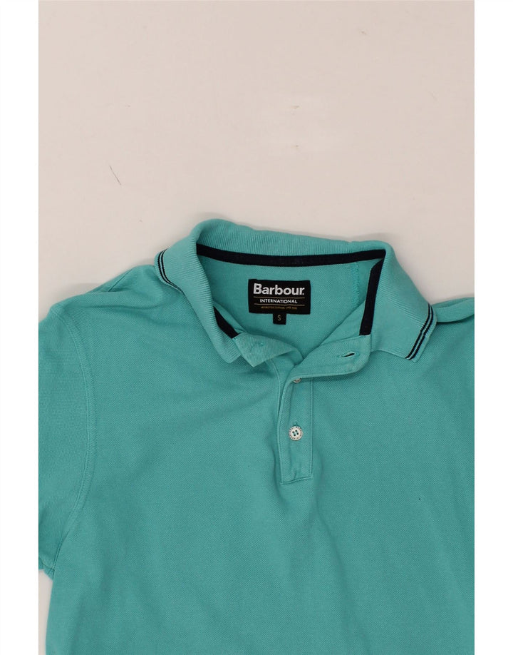 BARBOUR Mens Polo Shirt Small Turquoise Cotton Vintage Barbour and Second-Hand Barbour from Messina Hembry 