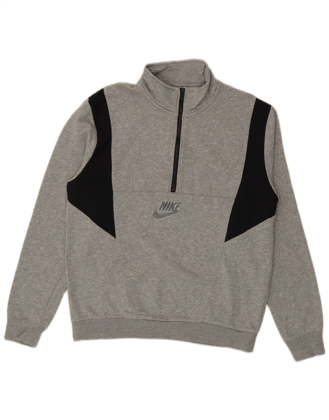 Nike Sweat-shirt à col zippé en coton color block gris moyen pour homme