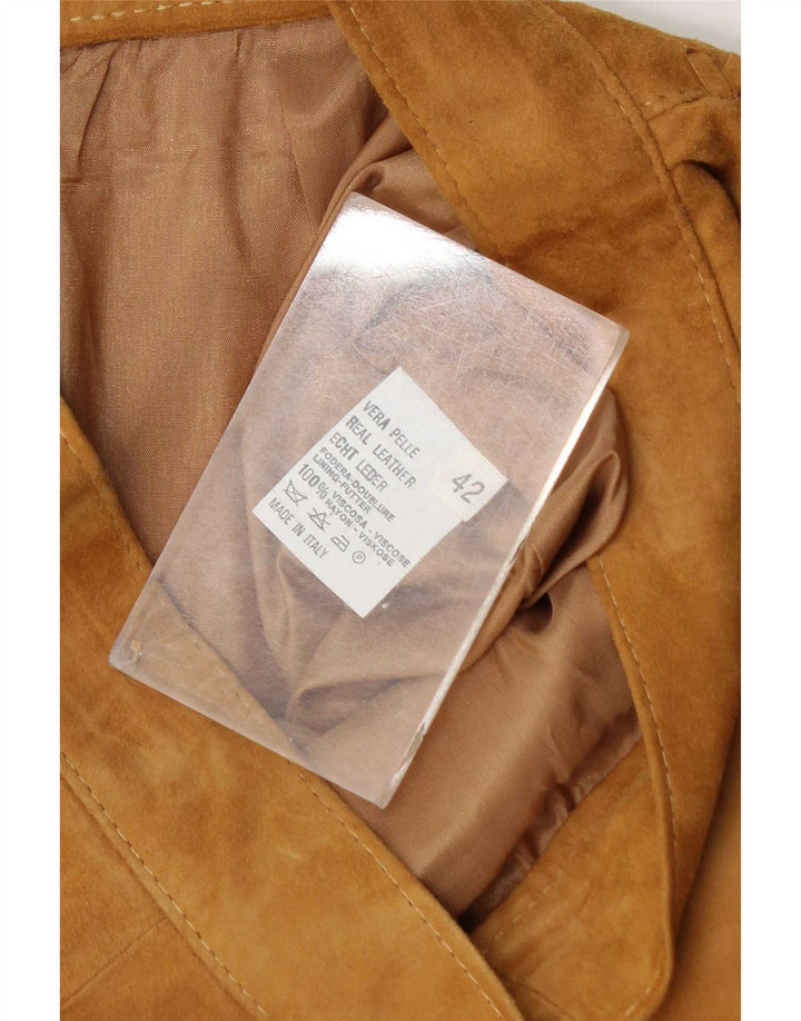 jupe en daim femme vintage IT 42 Medium W28 Cuir Beige