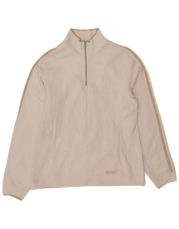 Champion Sweat-shirt à col zippé pour femme UK 14 Coton blanc moyen