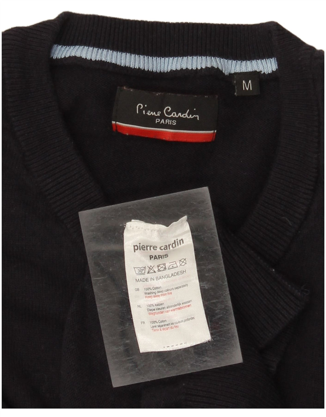 Pierre Cardin Pull Col V Homme Bleu Marine Moyen Coton