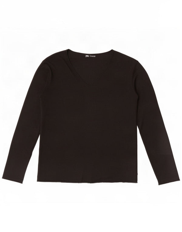 Zara Haut à manches longues pour femme UK 14 Large Noir