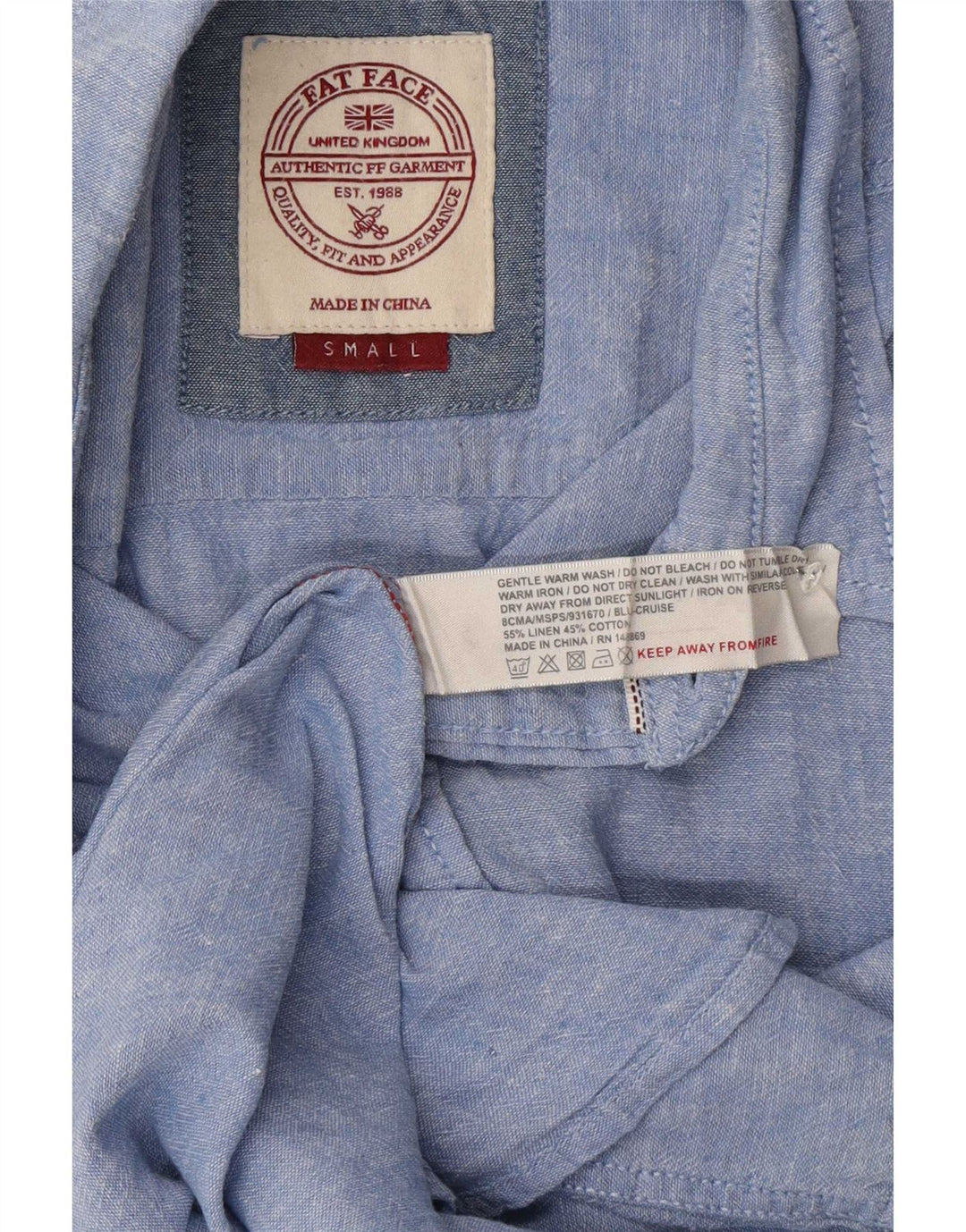 Chemise à manches courtes pour homme Fat Face en lin bleu petit