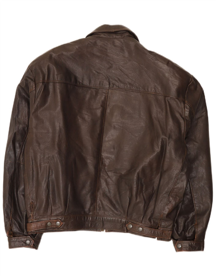 veste en cuir homme vintage UK 40 Grand Marron