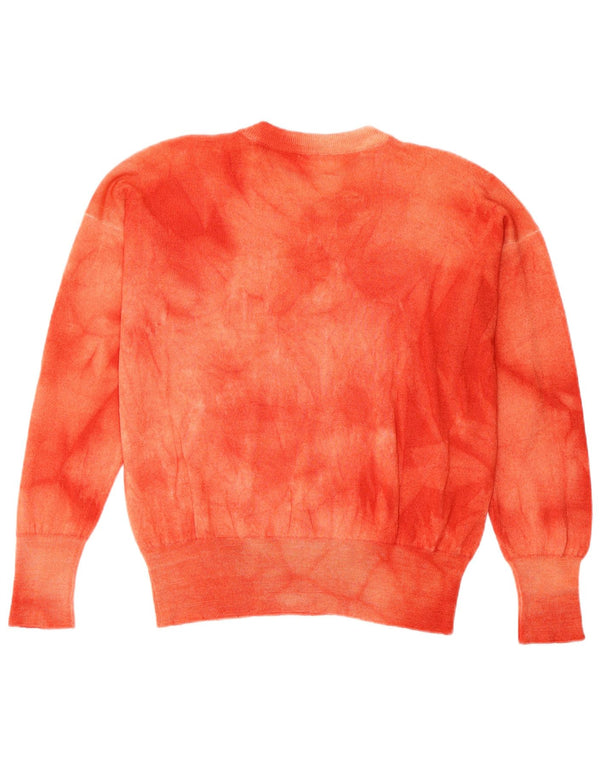 vintage Femme Crew Neck Jumper Pull UK 14 Medium Pink Tie Dye