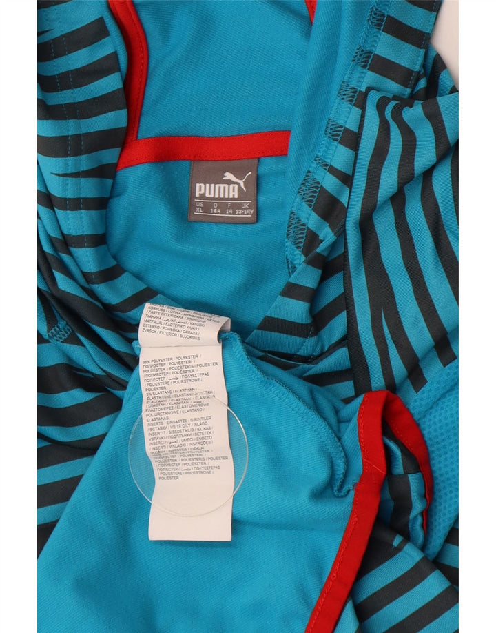 PUMA Pull à capuche garçon 13-14 ans Bleu Rayé Polyester