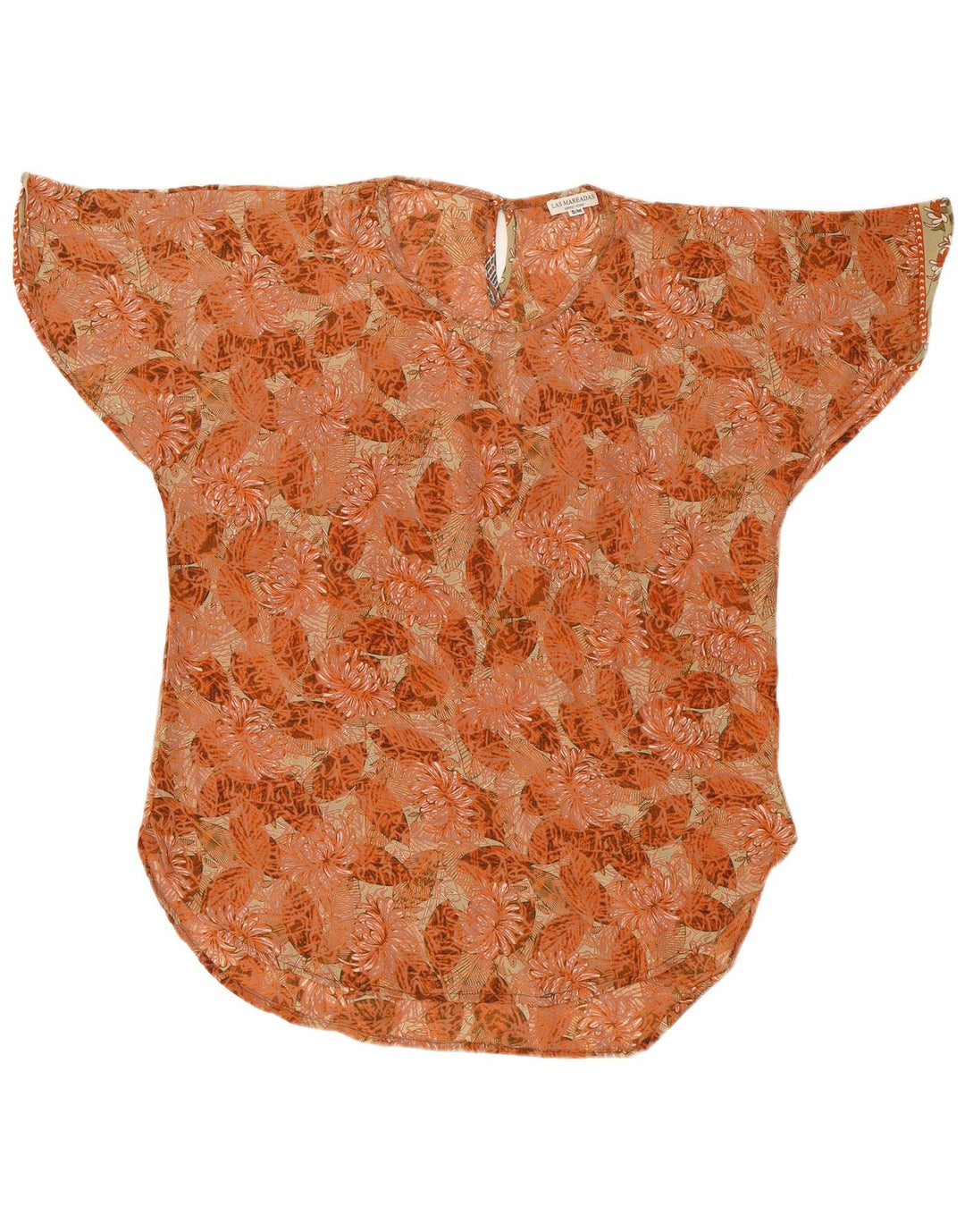 LAS MAREADAS Chemisier surdimensionné pour femme UK 10 Petite soie florale orange