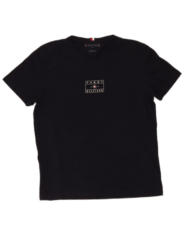 Tommy Hilfiger T-Shirt Graphique Homme Top XL Noir Coton