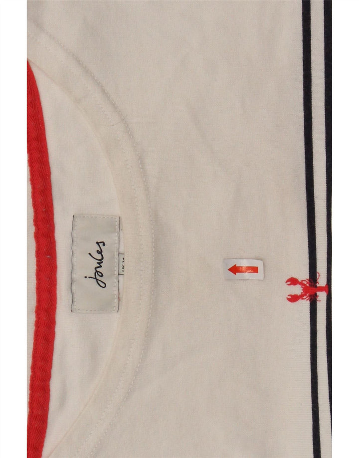 JOULES Top Femme Manches Longues UK 44 Large Blanc Rayé