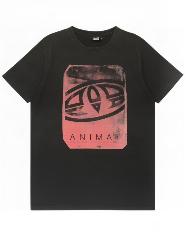 Animal Mens Graphic T-Shirt Top Large Black Cotton