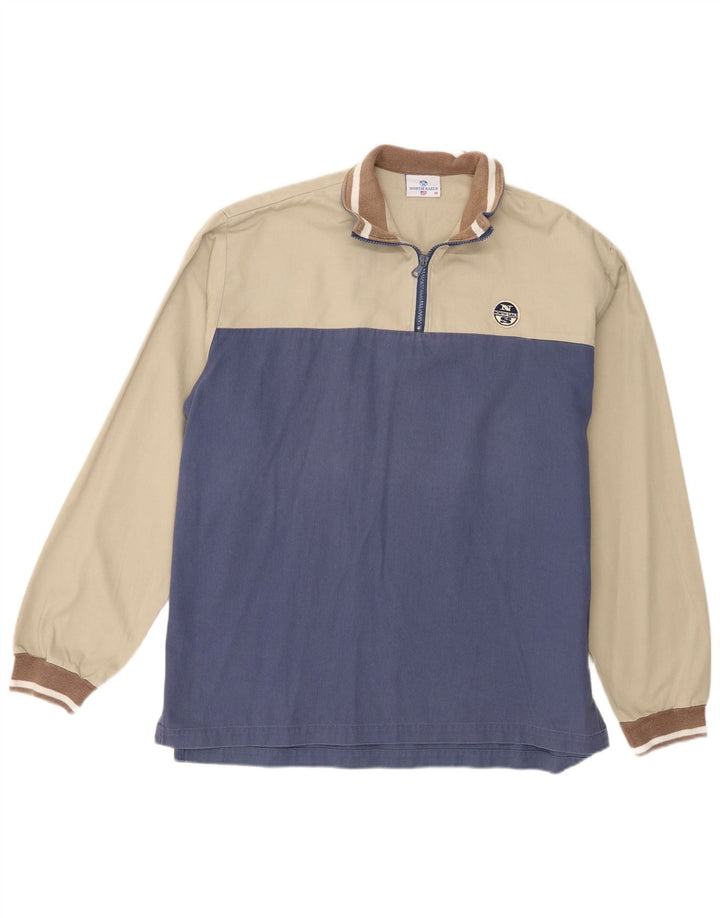 North Sails Sweat-shirt à col zippé pour homme en coton color block bleu moyen