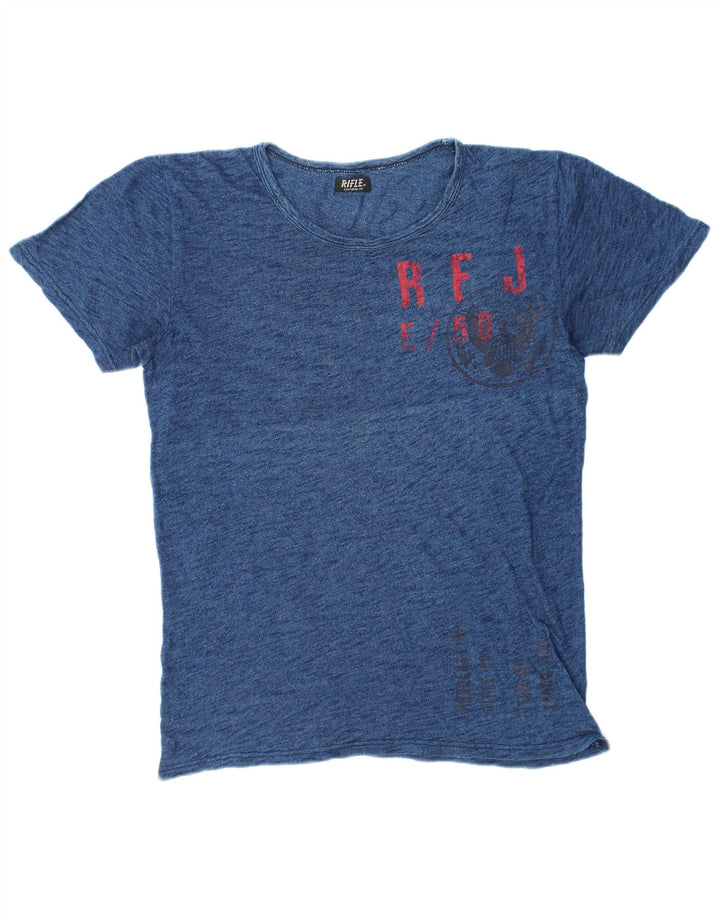 Rifle T-Shirt Graphique Homme Haut Bleu Marine Moucheté