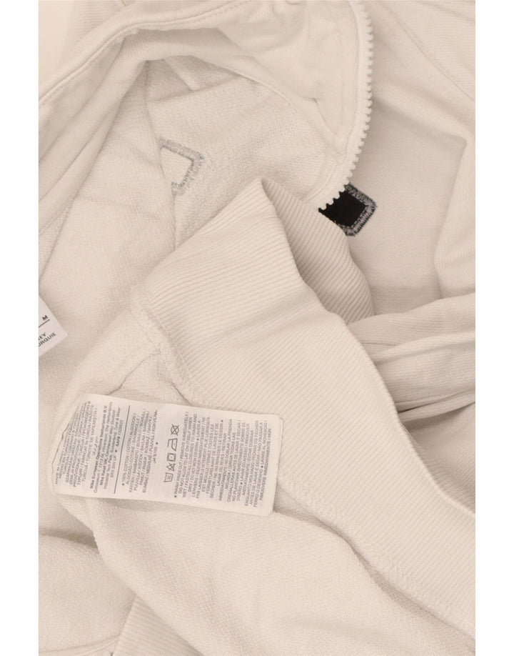 Nike Sweat-shirt graphique à col zippé pour femme UK 14 en coton blanc moyen
