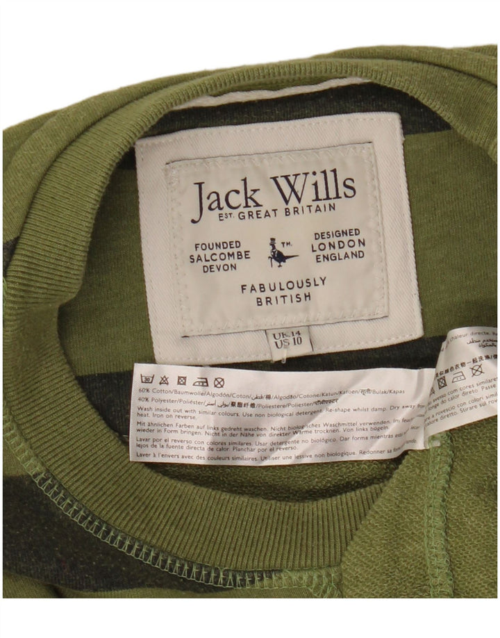 JACK WILLS Sweat-shirt surdimensionné pour femme UK 14 Grand kaki rayé
