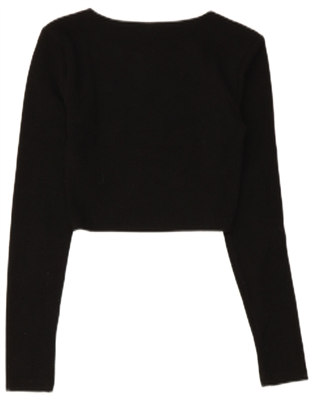 Zara Femmes Crop Top Manches Longues UK 8 Petit Noir Polyester