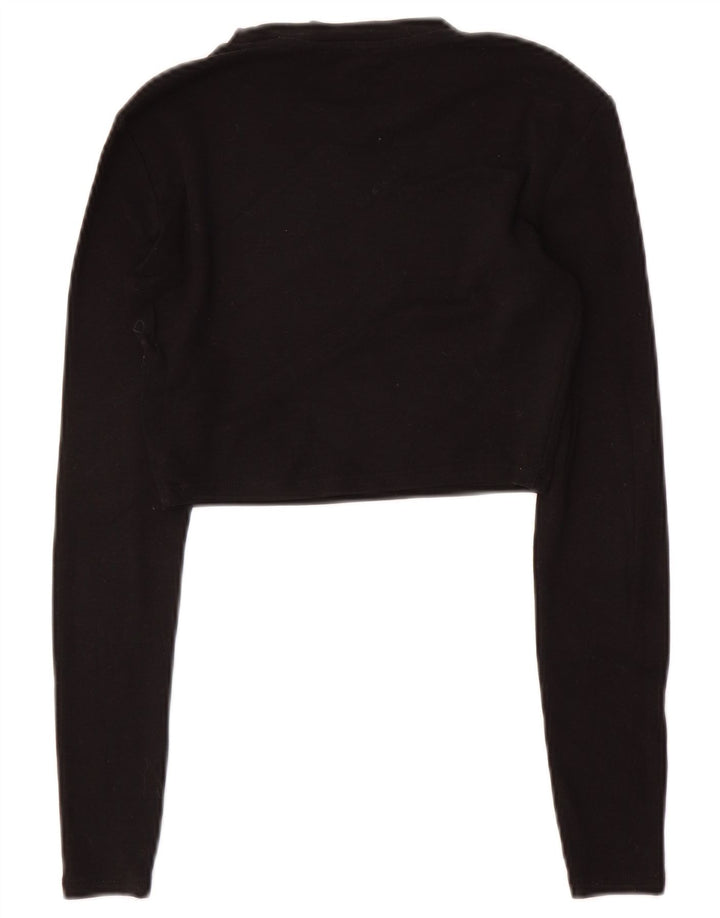 Zara Womens Crop Top Manches Longues UK 8 Petit Noir