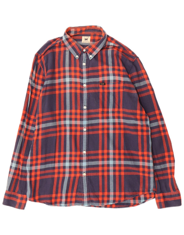 Lee Chemise Flanelle Homme XL Bleu Carreaux Coton