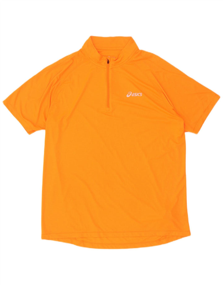 Asics T-shirt à col zippé pour homme 2XL Orange Polyester