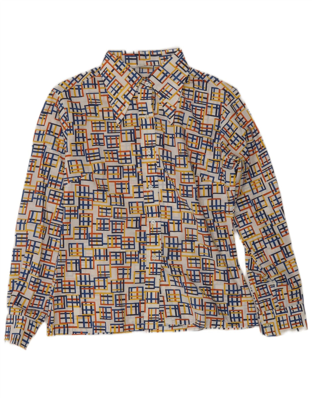 Chemisier chemise femme vintage EU 40 Polyester géométrique multicolore moyen