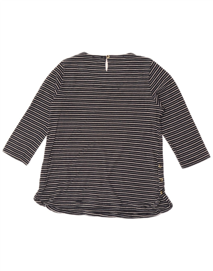 Fat Face Top Femme Manches 3/4 UK 10 Petit Bleu Marine Rayé