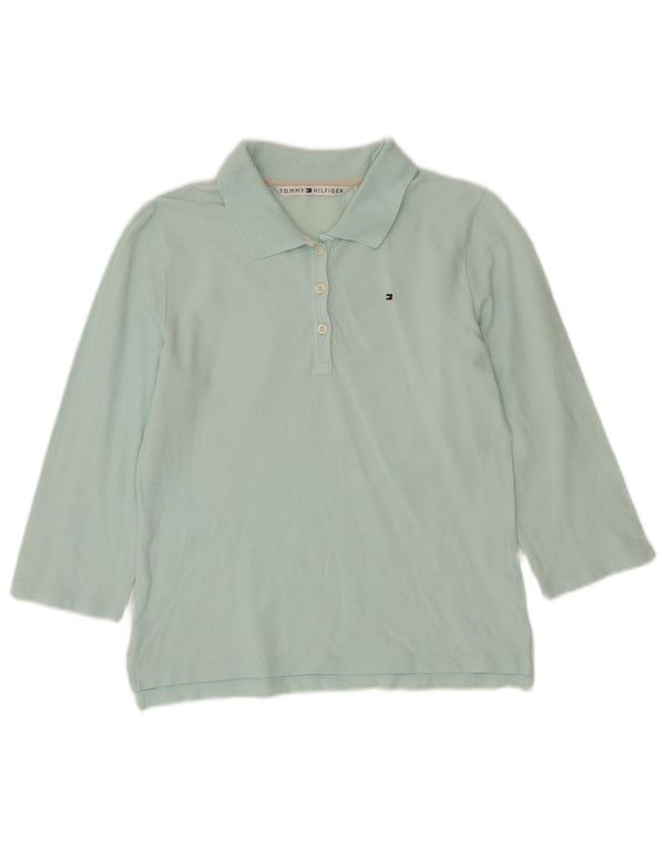 Tommy Hilfiger Polo à manches 3/4 pour femme UK 12 Coton turquoise moyen