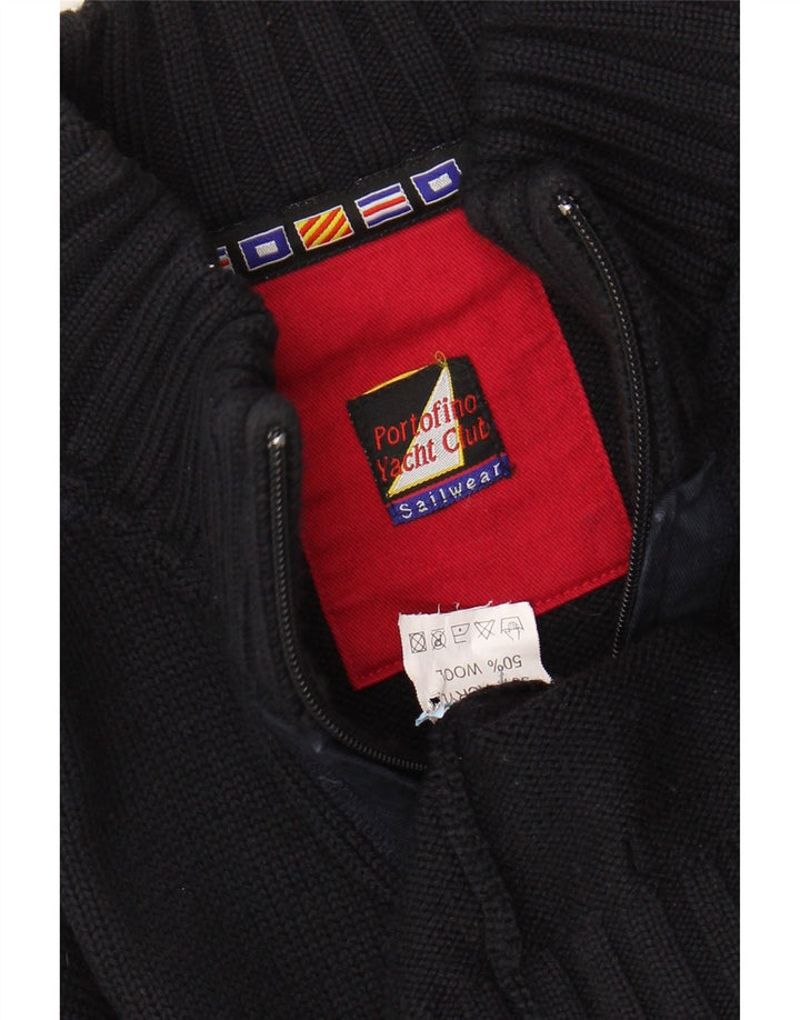 PORTOFINO Pull Cardigan Femme UK 16 Large Laine Noire