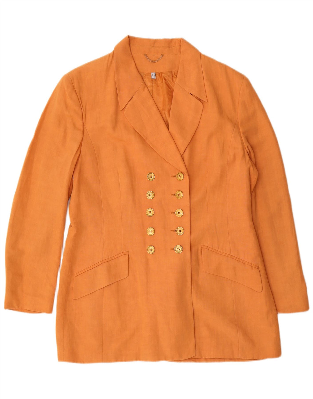 vintage Femme Double Breasted Blazer Veste UK 16 Grande Viscose Orange