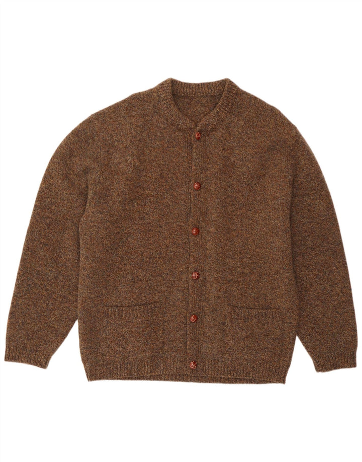 vintage Mens Cardigan Pull XL Marron Moucheté