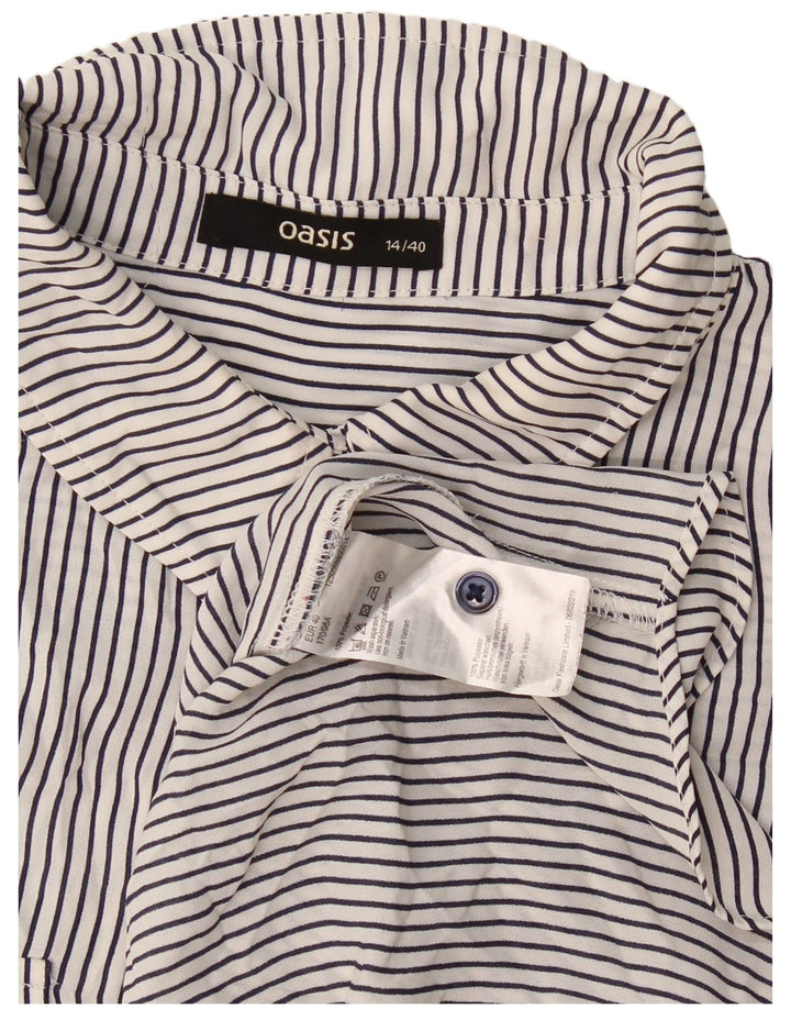 Oasis Chemise pull pour femme UK 14 Grandes rayures blanches en polyester