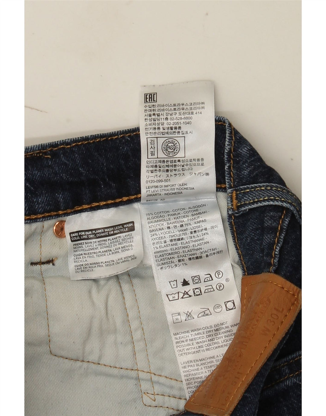 Levi's Short en Jean 511 W30 Homme Bleu Marine Moyen Coton