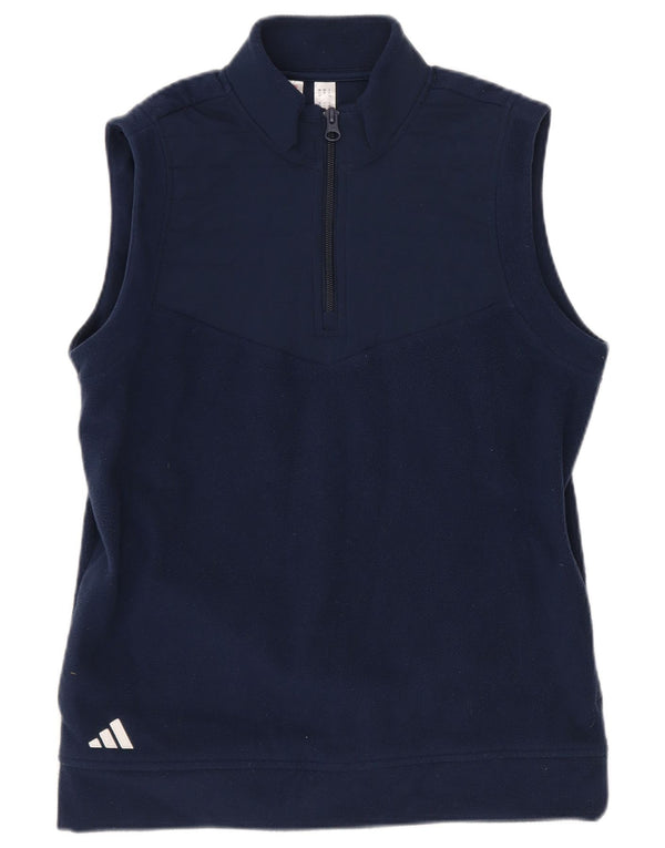 Adidas Pull polaire sans manches à col zippé pour garçon 11-12 ans Bleu marine