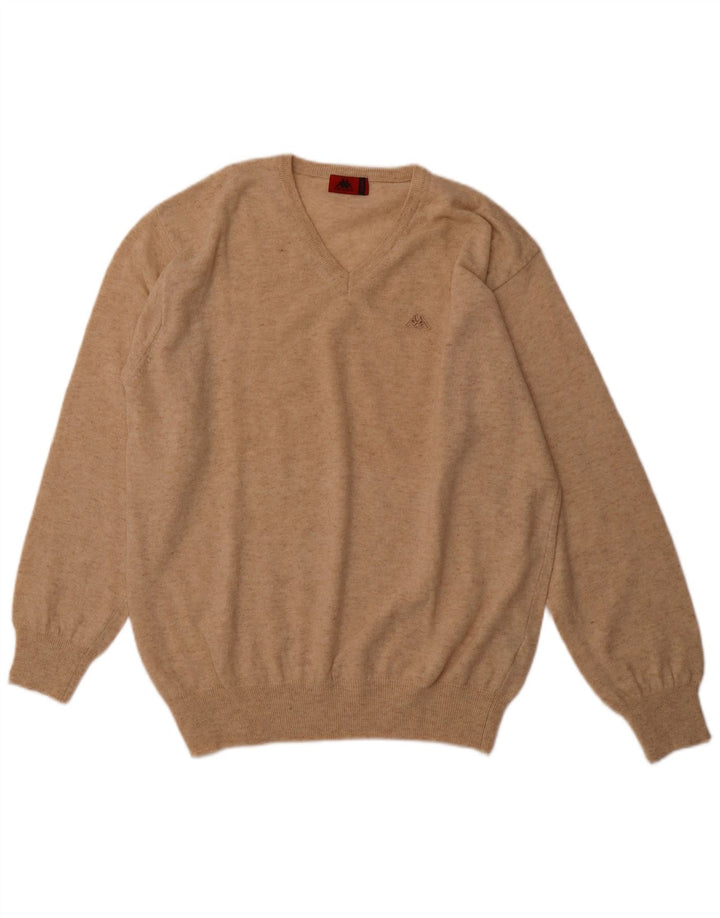 KAPPA Pull Col V Homme XL Beige Laine d'Agneau