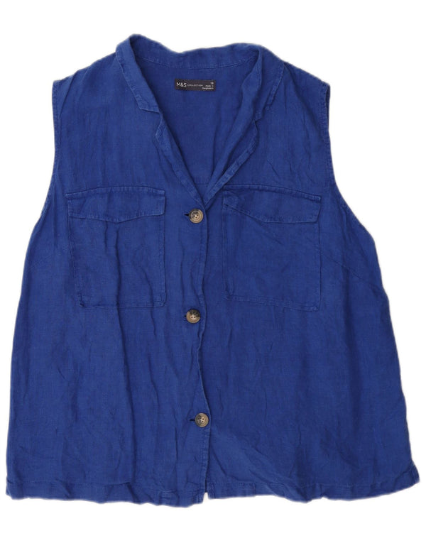 Marks & Spencer Chemisier sans manches pour femme UK 18 XL Bleu Coton