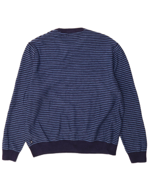 Chaps Pull col rond homme XL coton rayé bleu