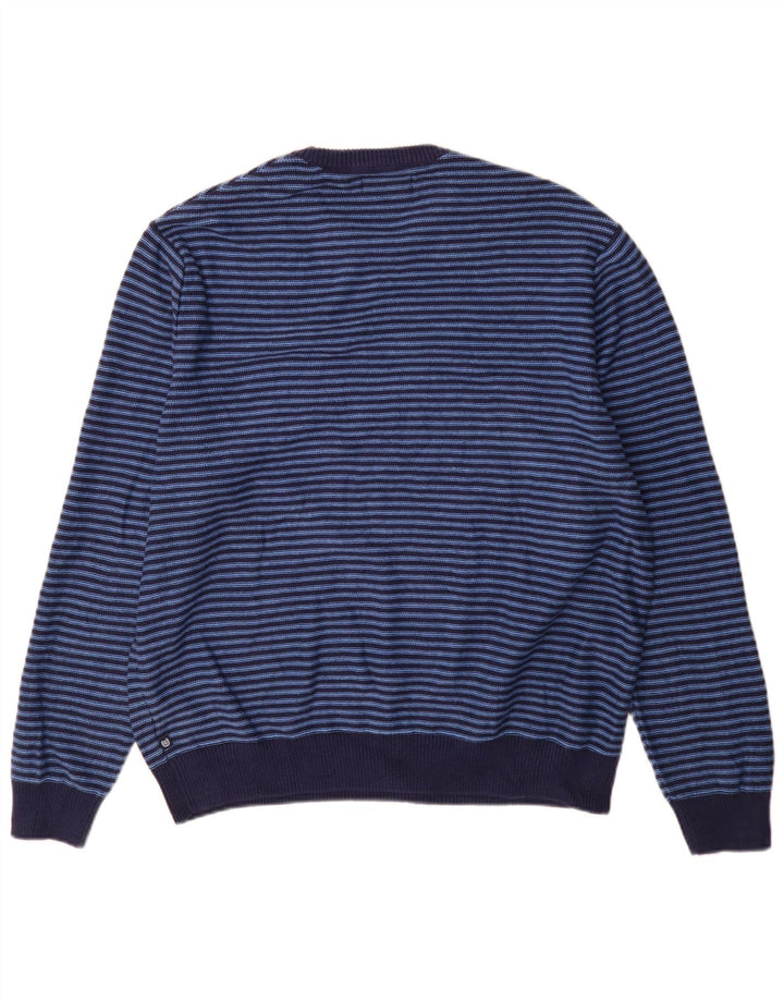 Chaps Pull col rond homme XL coton rayé bleu
