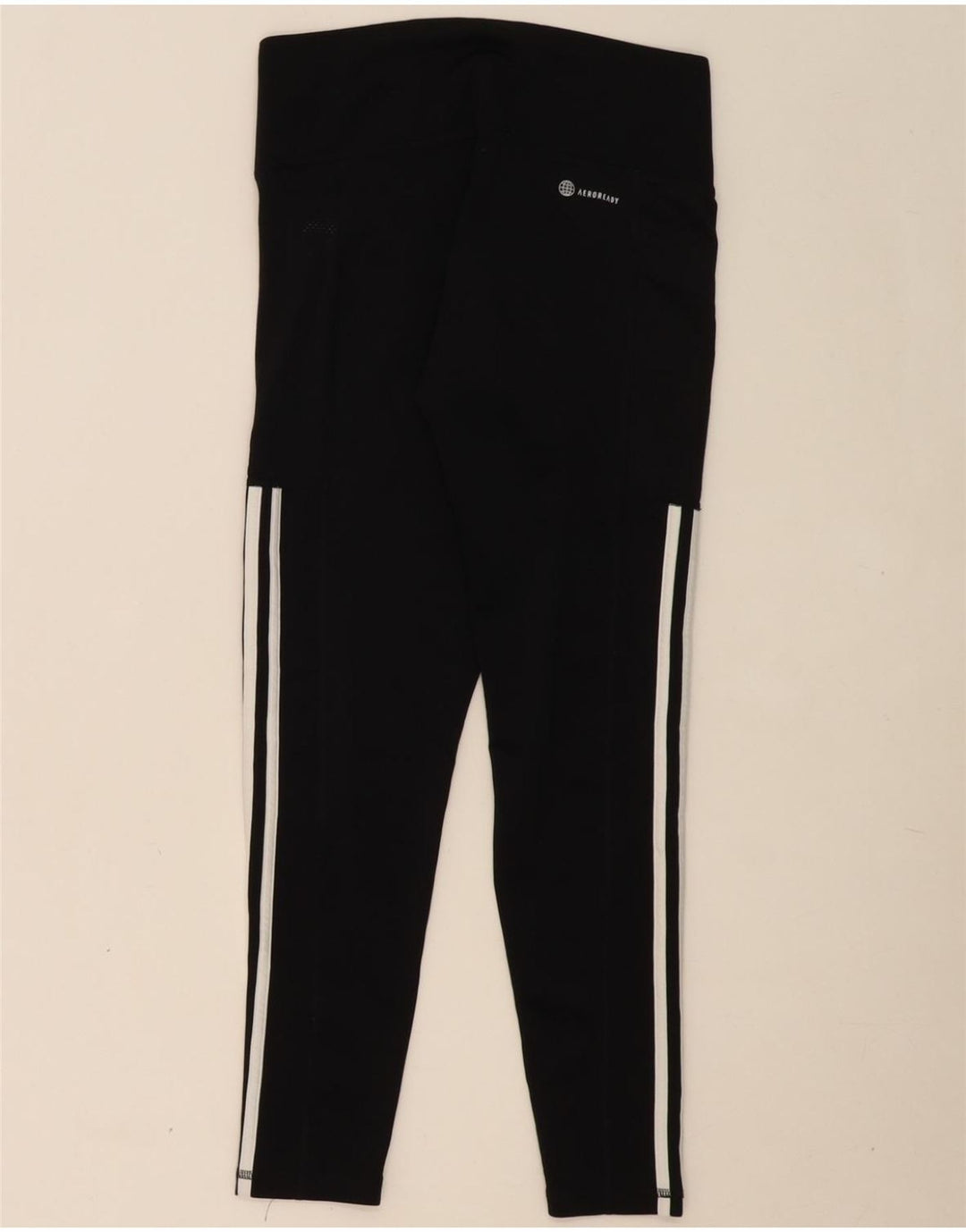 ADIDAS Womens Aeroready Crop Leggings UK 12/14 Medium Black Polyester Vintage Adidas and Second-Hand Adidas from Messina Hembry 