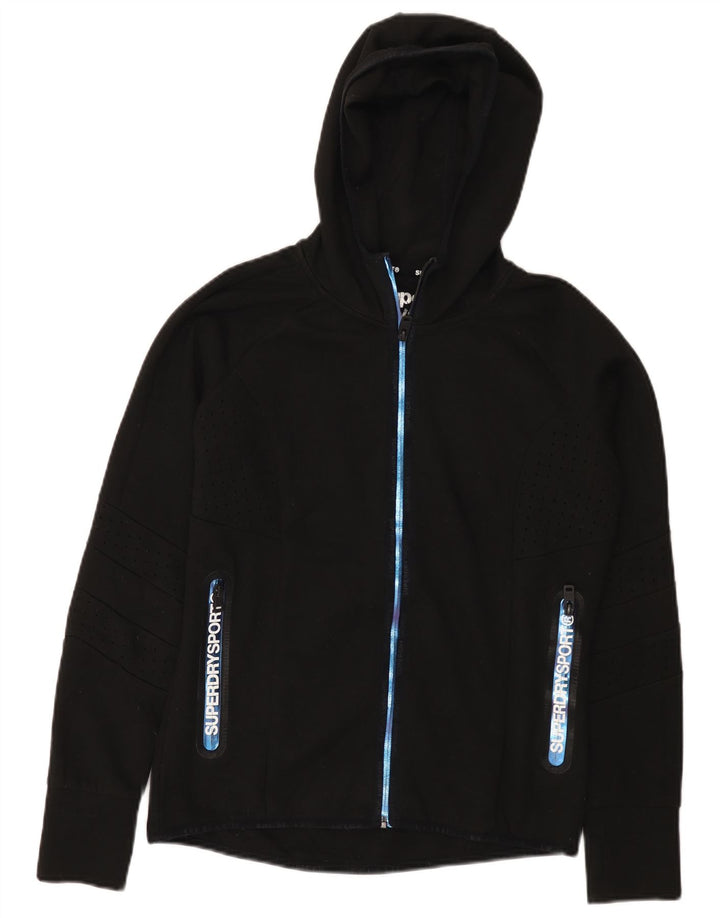 Superdry Pull à capuche zippé graphique pour femme UK 12 Noir moyen Polyester