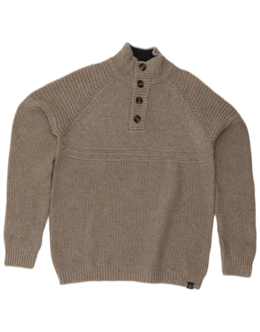 Weird Fish Pull à col boutonné pour homme en coton gris Taille L