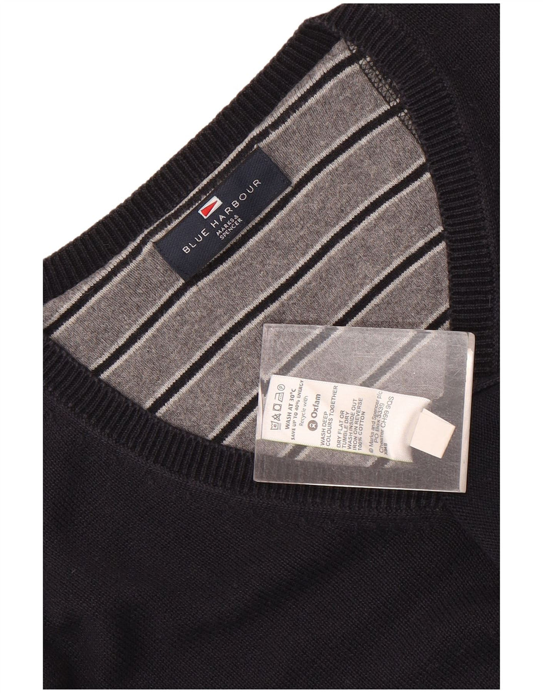 Marks & Spencer Pull à col en V Blue Harbor pour hommes, grand bleu marine