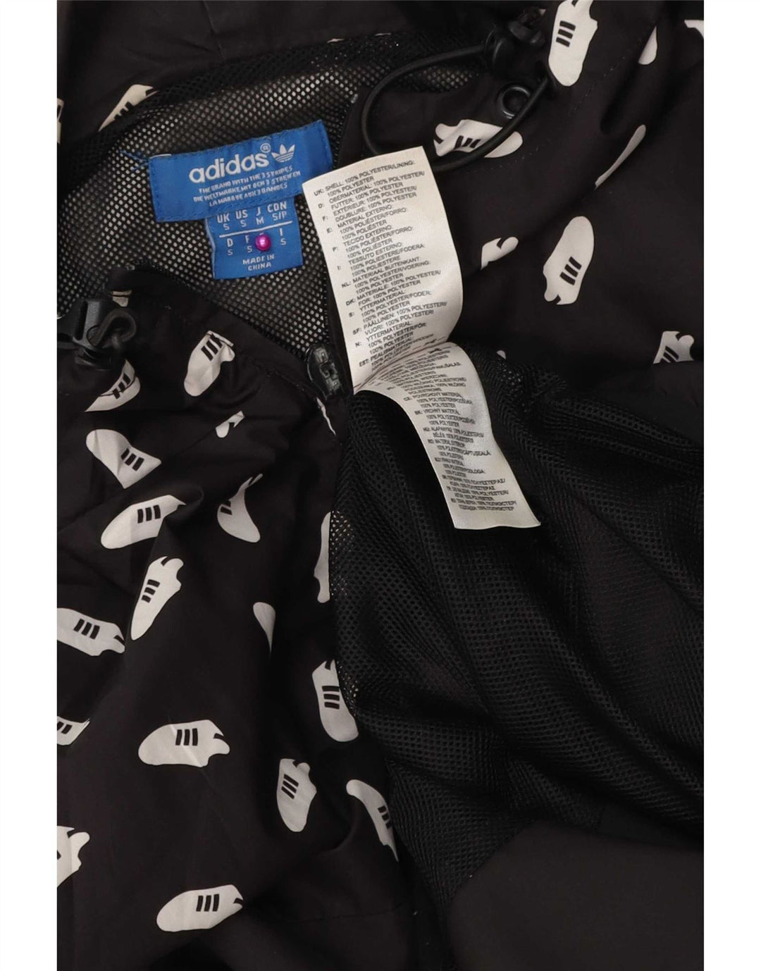 Adidas Veste de pluie à capuche graphique pour homme UK 36 Small Noir Polyester