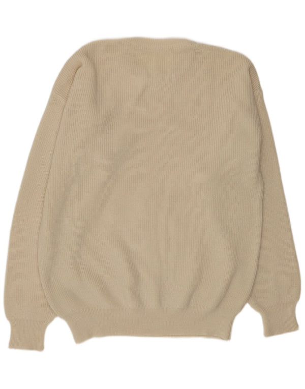 Vintage Mens Crew Neck Jumper Sweater XL Off White Acrylic